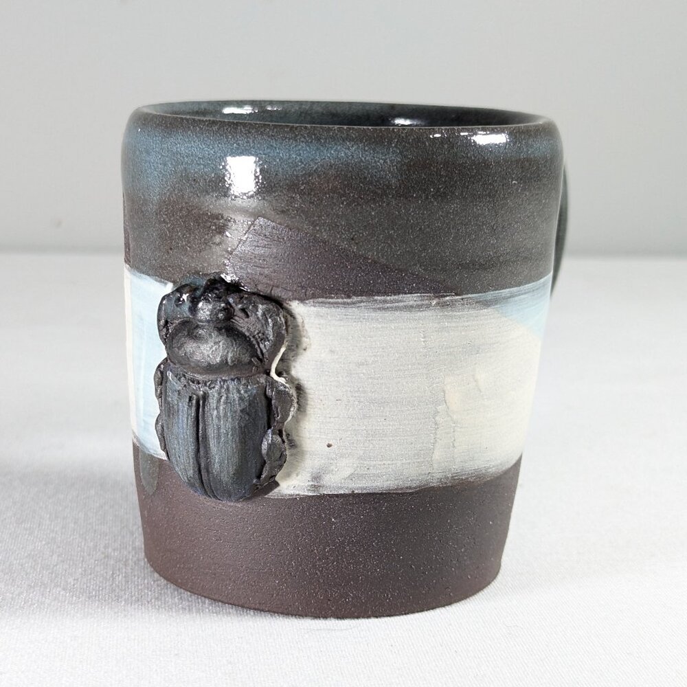 Handmade ceramic beetle mug, creepy bug mug gift for brother, entomologist gift